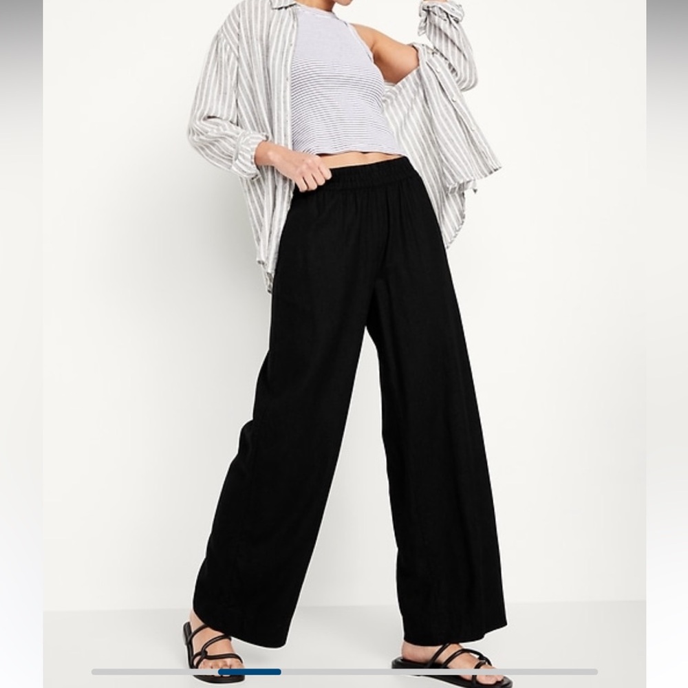 Old Navy High Wasted Linen Wide leg Pants - Picture 5 of 6